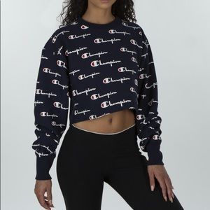 Blue Champion Cropped Crewneck